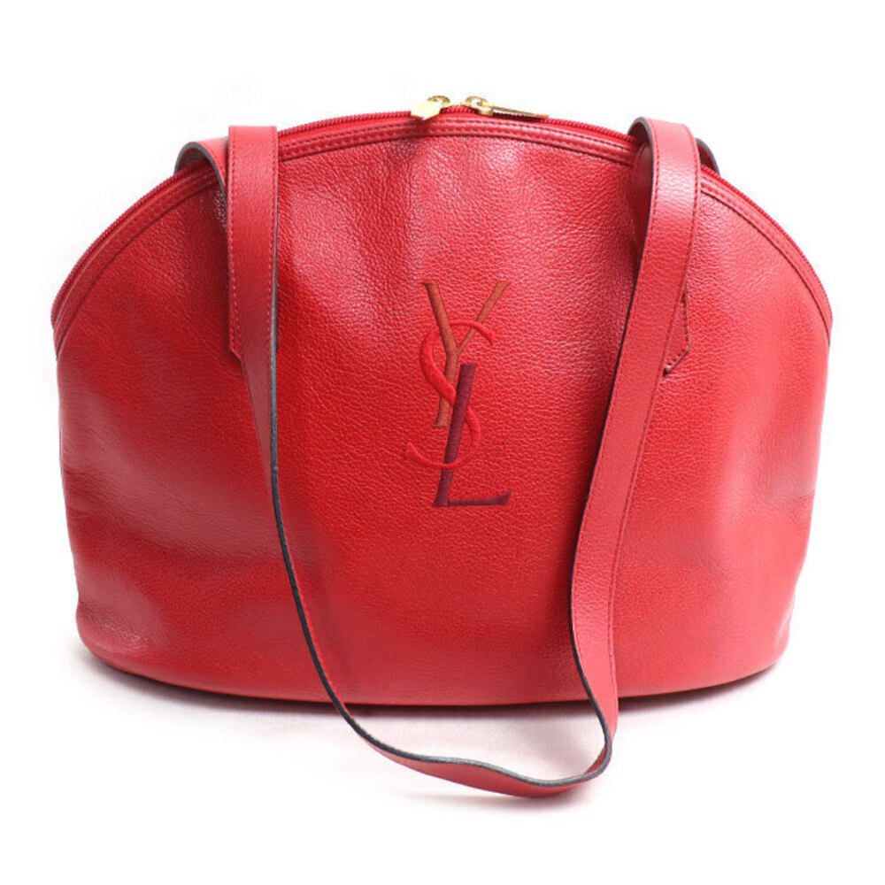 Saint Laurent Cassandra Stitch Round Leather Tote Bag Red